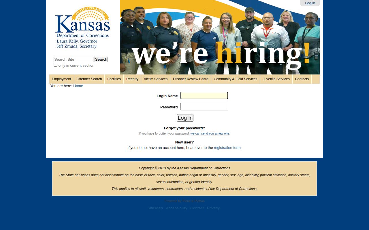 KDOC parole office contact page showing the Garden City assignment