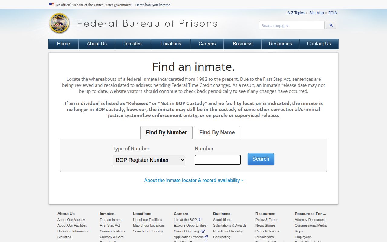 BOP locator for Hamilton County federal custody release records